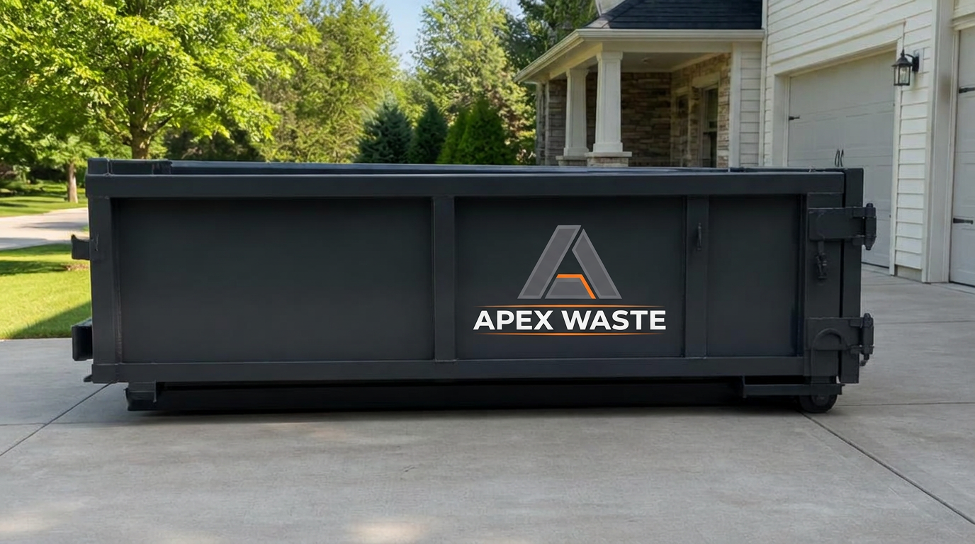 Apex Waste 10-yard roll-off dumpster for concrete and dirt hauling